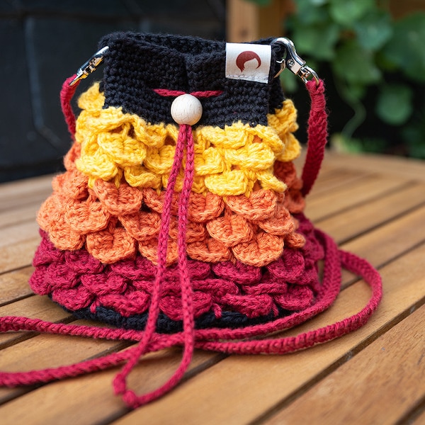 Dragon crochet bag | Handtasche | gehäkelte Tasche | Damentasche gehäkelt | Tasche gehäkelt | Drachenschuppen | Frauen Umhängetasche