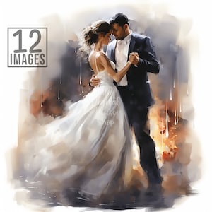 Wedding Dance Clipart 12 High Quality JPGs Wedding Clipart Set Watercolor Digital Download Wedding Bride And Groom Digital Clipart Bundle