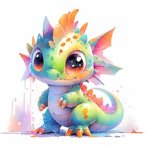 Cute Baby Dragon Clipart Bundle Digital Image for Card Making Scrapbook Junk Journal Paper Crafts Printable 11 High Quality JPGs