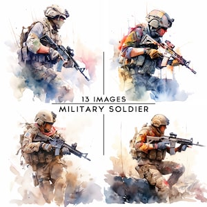 Soldier Clipart, 12 High Quality JPGs Watercolor Clipart Military Clip art Scrapbooking Card Making Army Clipart Army Clipart War Clipart