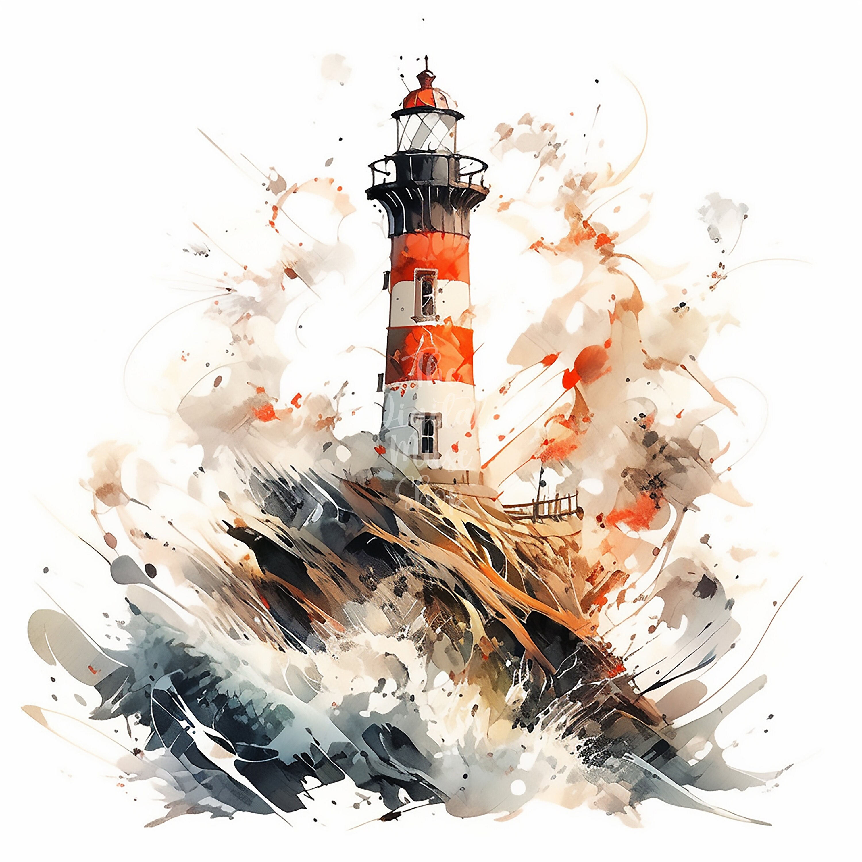 Watercolor Lighthouses Clipart, Scrapbook, Junk Journal, Lighthouse ...
