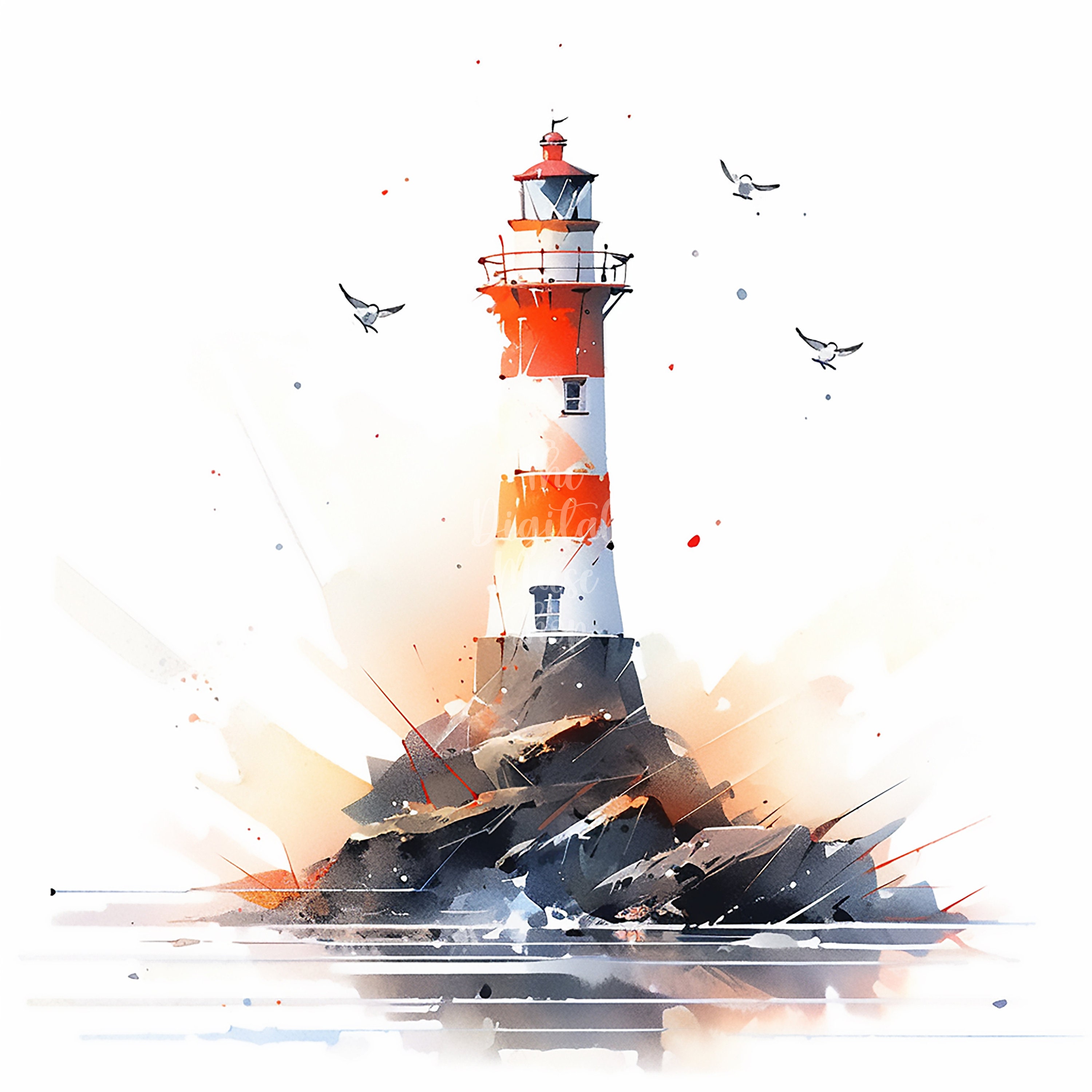 Watercolor Lighthouses Clipart, Scrapbook, Junk Journal, Lighthouse ...