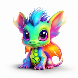 Adorable Baby Dragon Clipart Bundle Digital Image for Card Making Scrapbook Junk Journal Paper Crafts Printable 14 High Quality JPGs