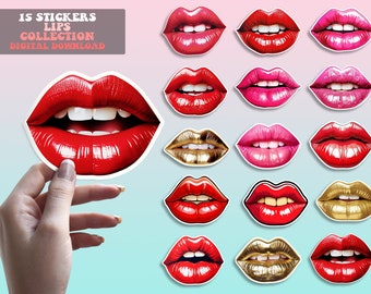 LABIOS 15 pegatinas PNG, pegatinas imprimibles, pegatinas de moda, diseños de pegatinas, pegatinas png, descargas de pegatinas, pegatina Cricut