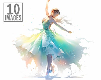 Ballerina Clipart, 10 High Quality JPGs, Watercolor Clipart, Clip Art Bundle , Clip Art Watercolor, Dancing Clipart, Invitation Clipart