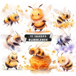 Bumblebee Clipart, 10 High Quality JPGs, Digital Download Card Making Mixed Media Digital Craft Bee Clipart Honey Clipart Digital Clipart
