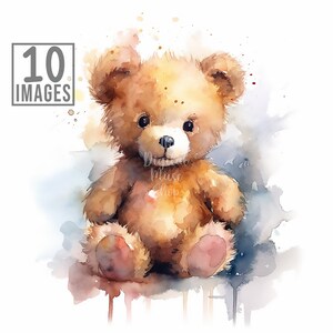 Teddy Bear Clipart, 10 High Quality JPGs , Watercolor Clipart, Digital Download, Card Making, Teddy bear clipart, Clipart For Kids