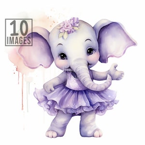 Ballerina Clipart Elephant Watercolor Clipart Baby Elephant Clipart Bundle Commercial Use Clip Art Paper Craft Digital Crafting 10 Jpgs