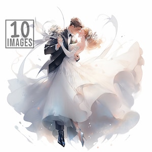 Watercolor Wedding Dance Clipart 10 High Quality JPGs Wedding Watercolor Cliparts Invitation Wedding Bride And Groom Digital Clipart