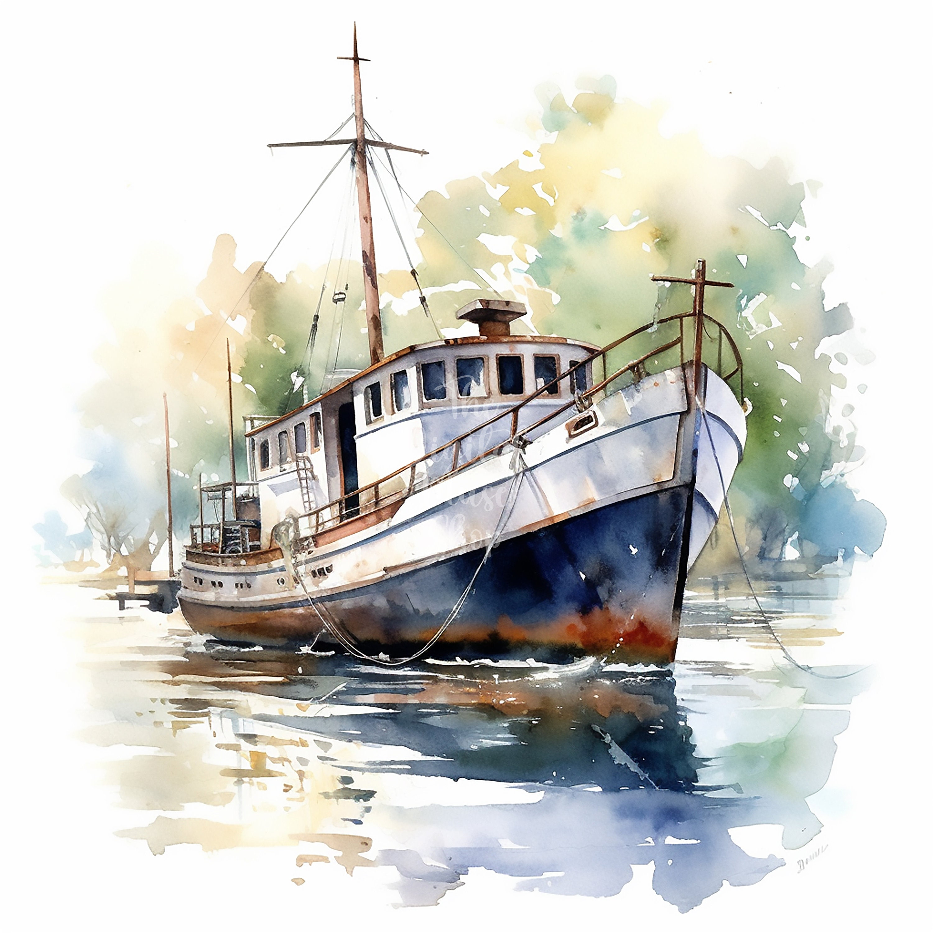 Random Boats Clipart, 12 High Quality Jpgs, Watercolor Clipart, Summer ...