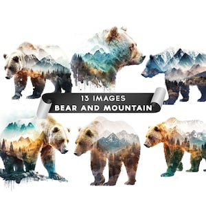 Bear And Mountain Clipart, Bear Clipart Animals Card Making Forest Clipart Mountain Clipart Wild Animals Bear Clip Art 13 High Quality JPGs