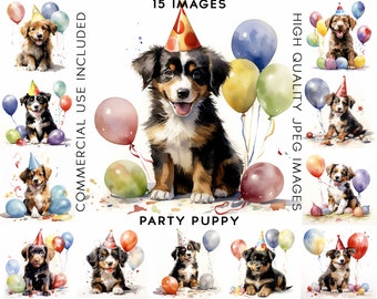 Party Puppy Clipart, 15 High Quality JPGs, Puppy Clipart, Dog Clipart, Puppy Watercolor, Dog Clip Art, Puppy Clip Art, Party Clipart