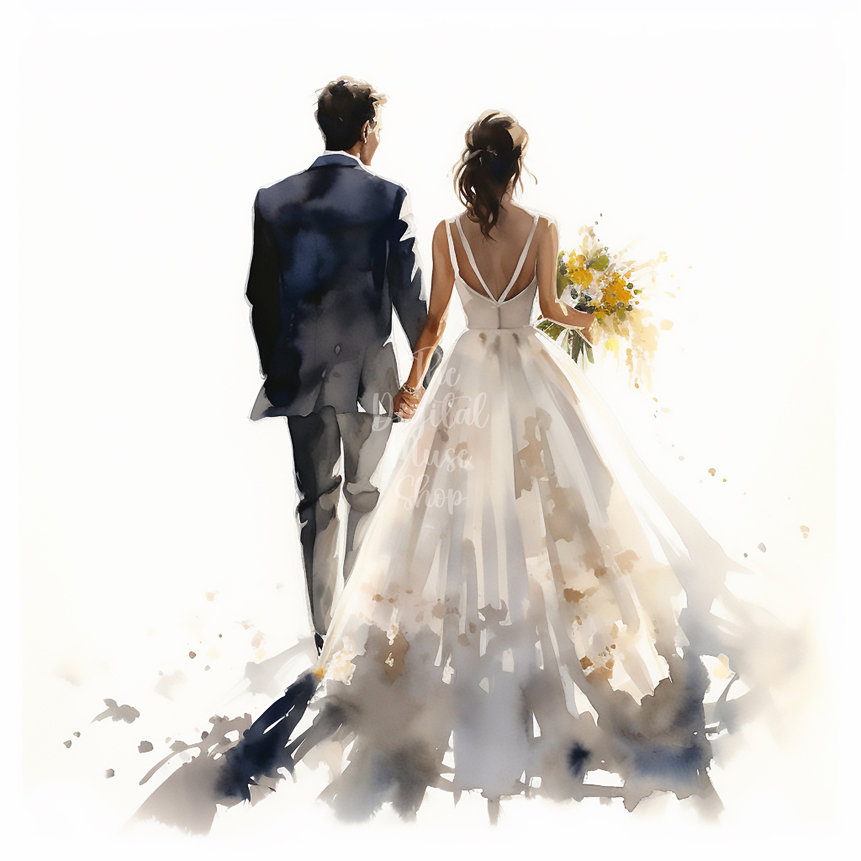Bride and Groom Clipart, 12 High Quality Jpgs, Wedding Clipart ...