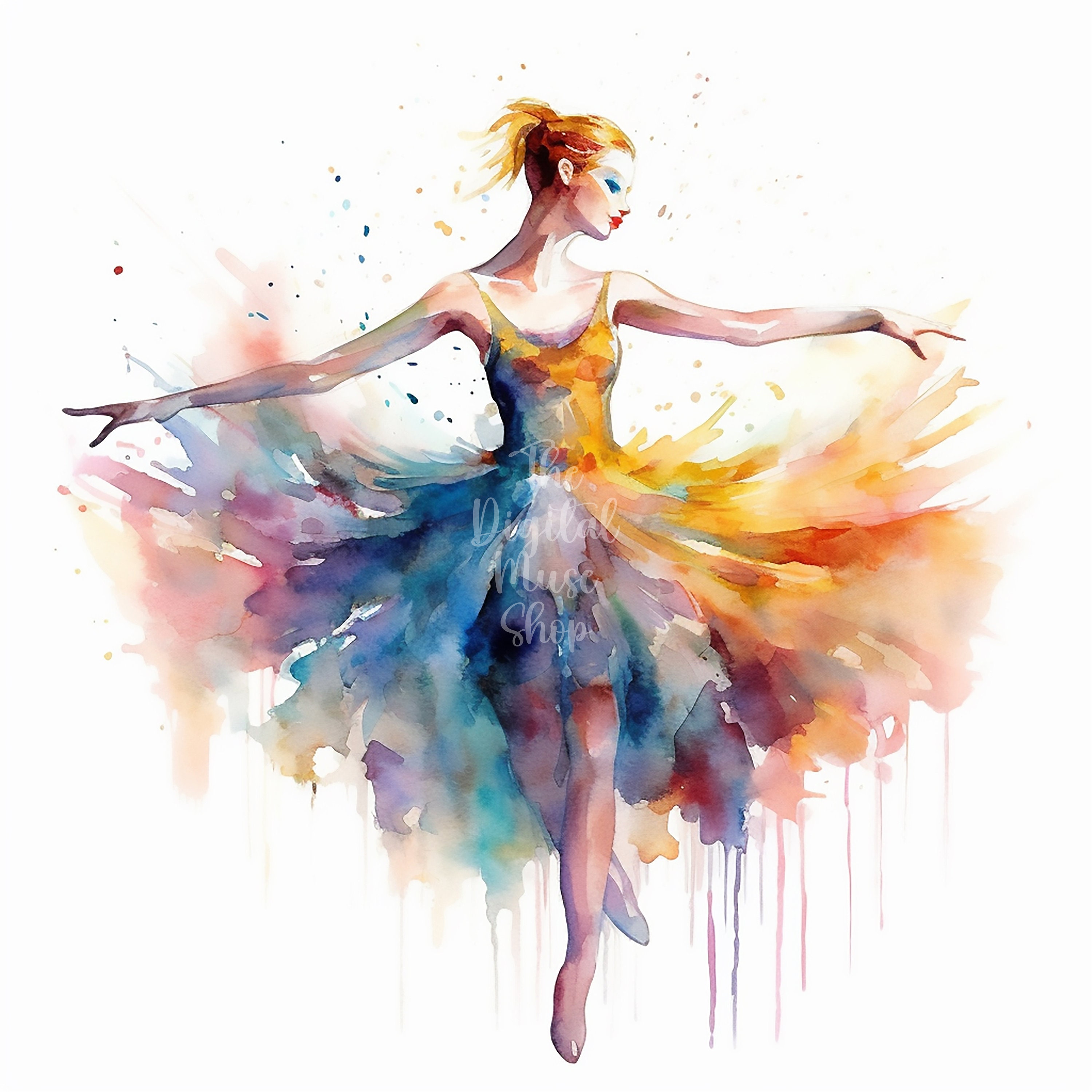 Watercolor Ballerina Clipart 10 High Quality Jpgs Watercolor - Etsy
