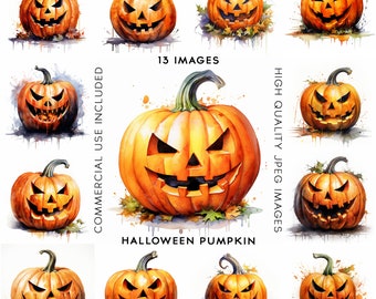 Pumpkin Clipart For Halloween Clipart Pumpkins Halloween Clipart Watercolor Halloween Clip Art Commercial Use Scrapbook 12 High Quality JPGs