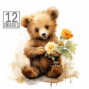 Baby Bear Clipart Flower Bear Art Print Kids Room Art Digital Download Clipart Cute Bundle Clipart Bear Art Digital Download Nursery Art
