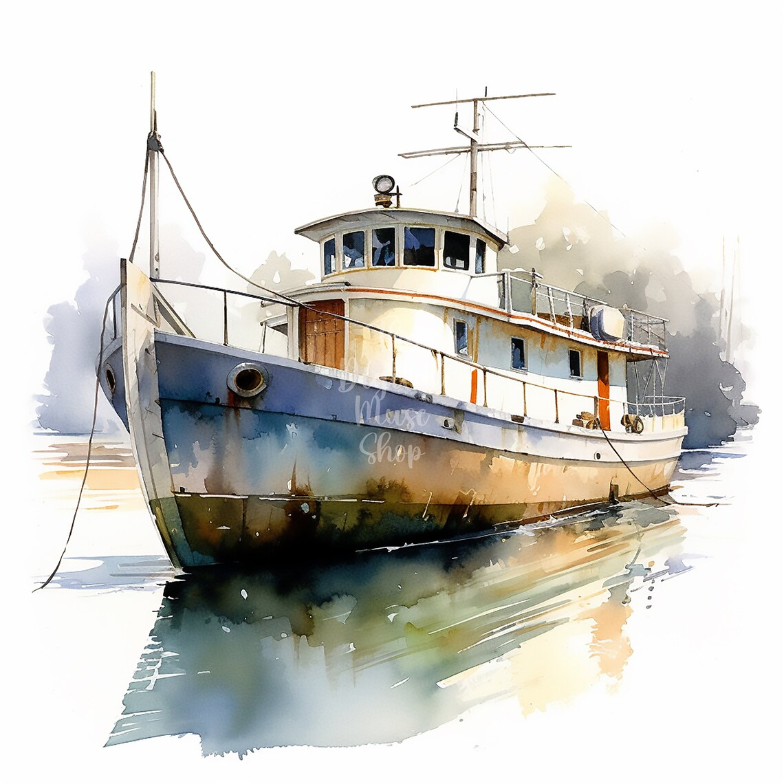Random Boats Clipart, 12 High Quality Jpgs, Watercolor Clipart, Summer ...