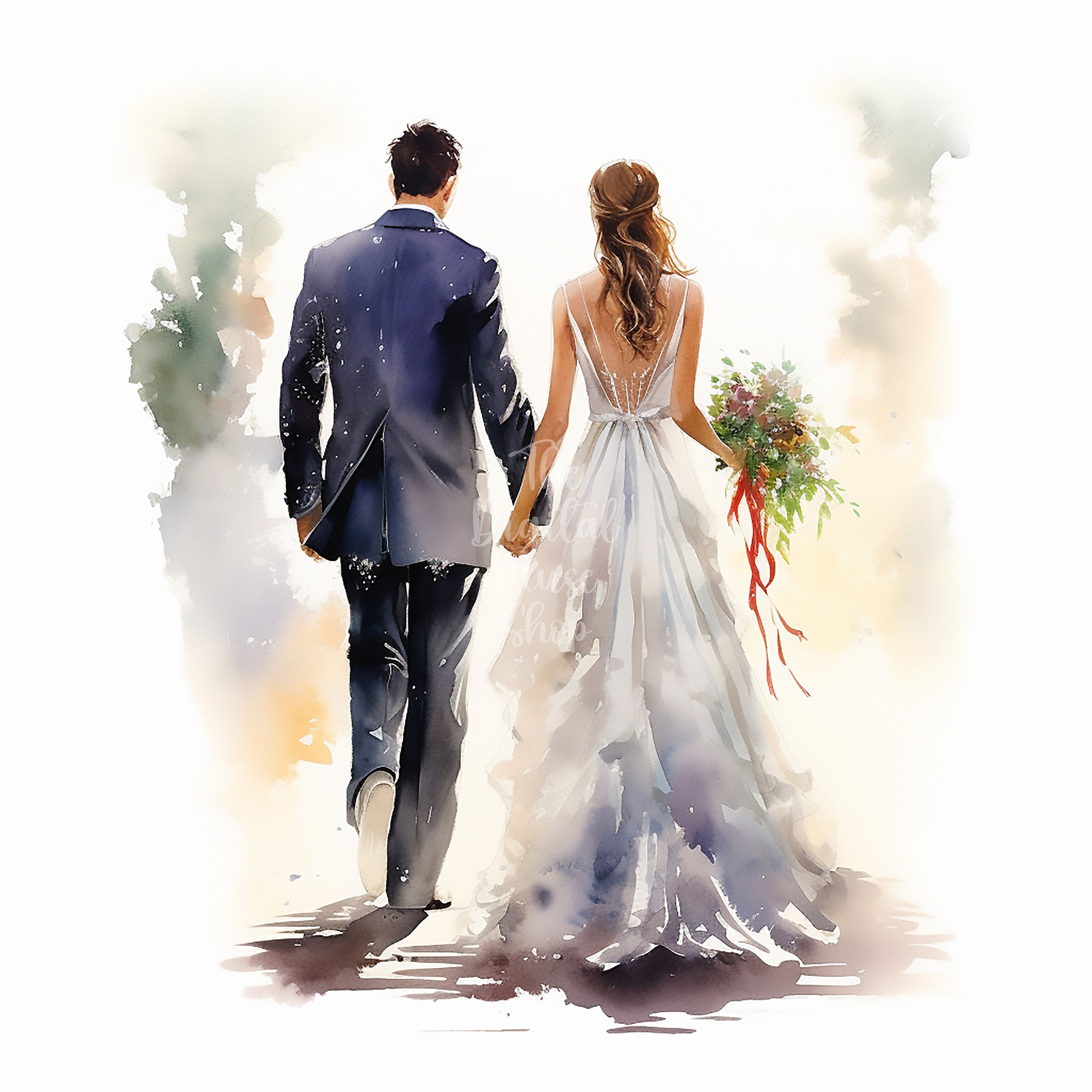 Bride and Groom Clipart, 12 High Quality Jpgs, Wedding Clipart ...