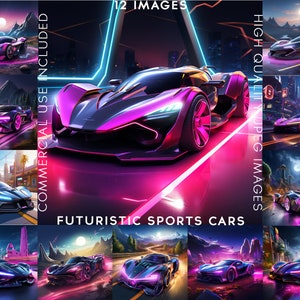 Sports Cars Clipart Car Illustration Art Digital Clip Art Futuristic Car Card Making Commercial Use Digital Paper Craft 12 High Quality JPG