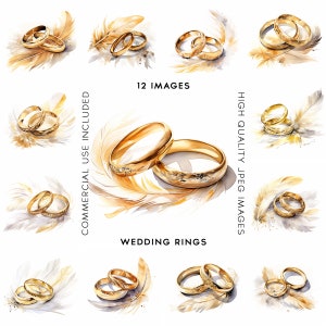 Wedding Rings Clipart Wedding Clipart Wedding Congratulations Clipart Watercolor Wedding Element Clipart 12 High Quality JPGs