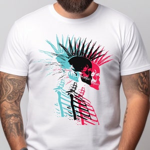 Punk Rock Skull Mohawk Shirt for Punk Lover Gift for Rocker Gift Shirt for Punk Rock Fan Skull Shirt Mohawk Shirt for Punk Rock Lover Shirt