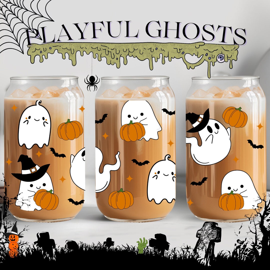 Cute Ghost SVG Libbey Can Glass SVG Halloween Ghost SVG Glass Can Wrap ...