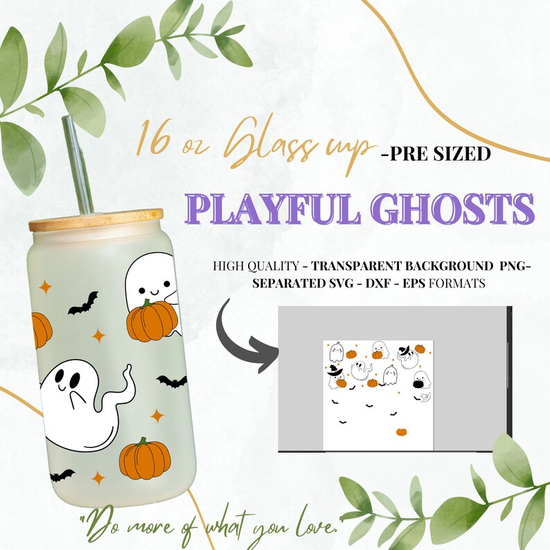 Cute Ghost SVG Libbey Can Glass SVG Halloween Ghost SVG Glass Can Wrap ...