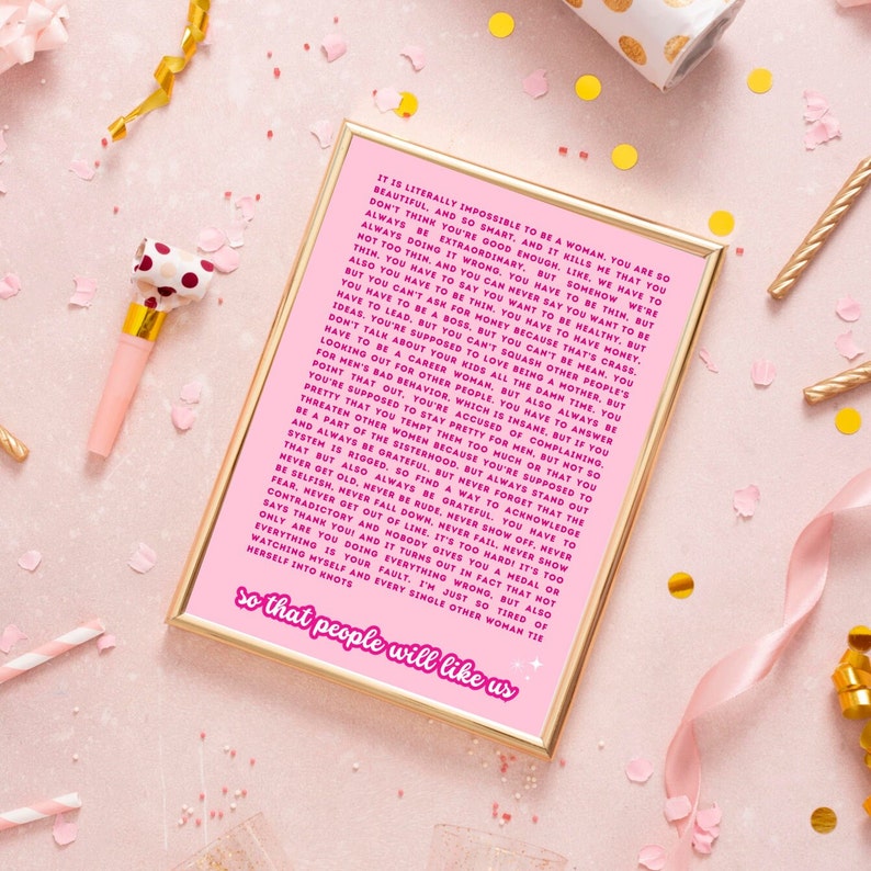 Empowering Barbie Movie Quote Poster Barbie Movie Speech Etsy
