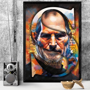 Steve Jobs, Digital Prints, Stay hungry stay foolish, Home decor, Leadership quote, Inspirational quotes, Printable art, Motivation wall