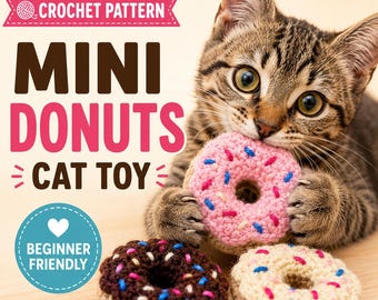 Patroon gehaakt donut kattenspeeltje, beginnersvriendelijk kattenkruidspeelgoed (pdf-download)