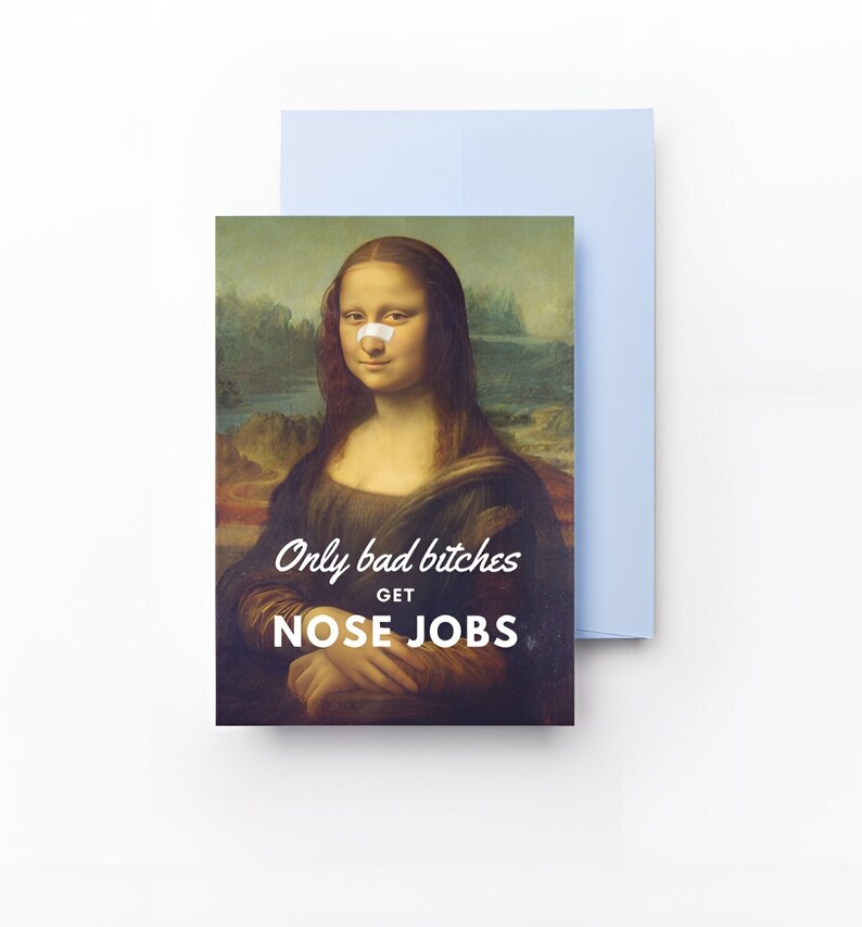 Easy Printable Mona Lisa Funny Nose Job Congrats Card Quick Download Etsy
