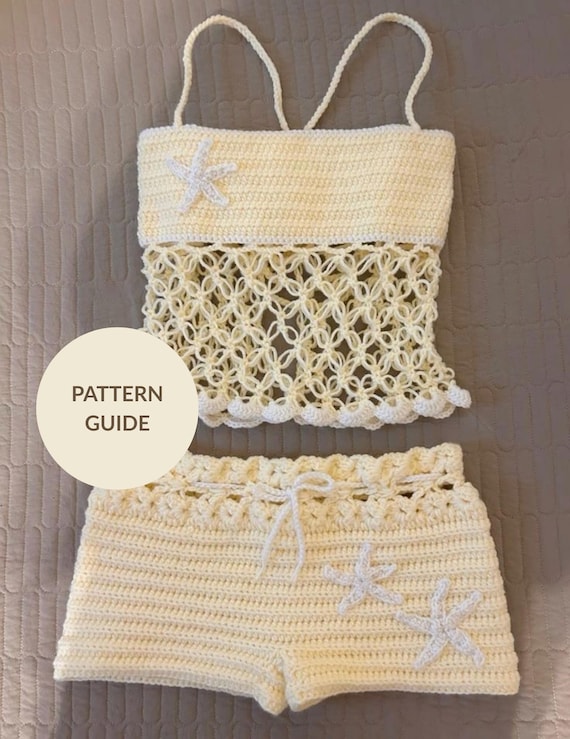 Crochet Summer Set Pattern (XS–XL) |Mesh Top & Shorts PDF Guide | Beachwear Set | Beginner-Friendly Diy