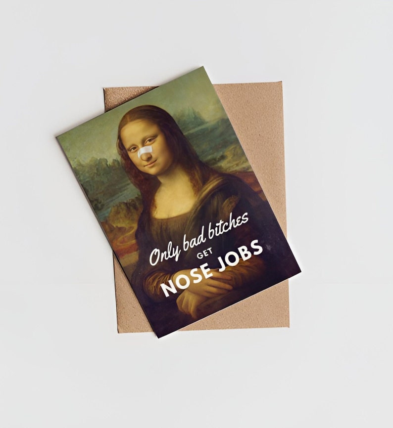 Easy Printable Mona Lisa Funny Nose Job Congrats Card Quick Download Etsy