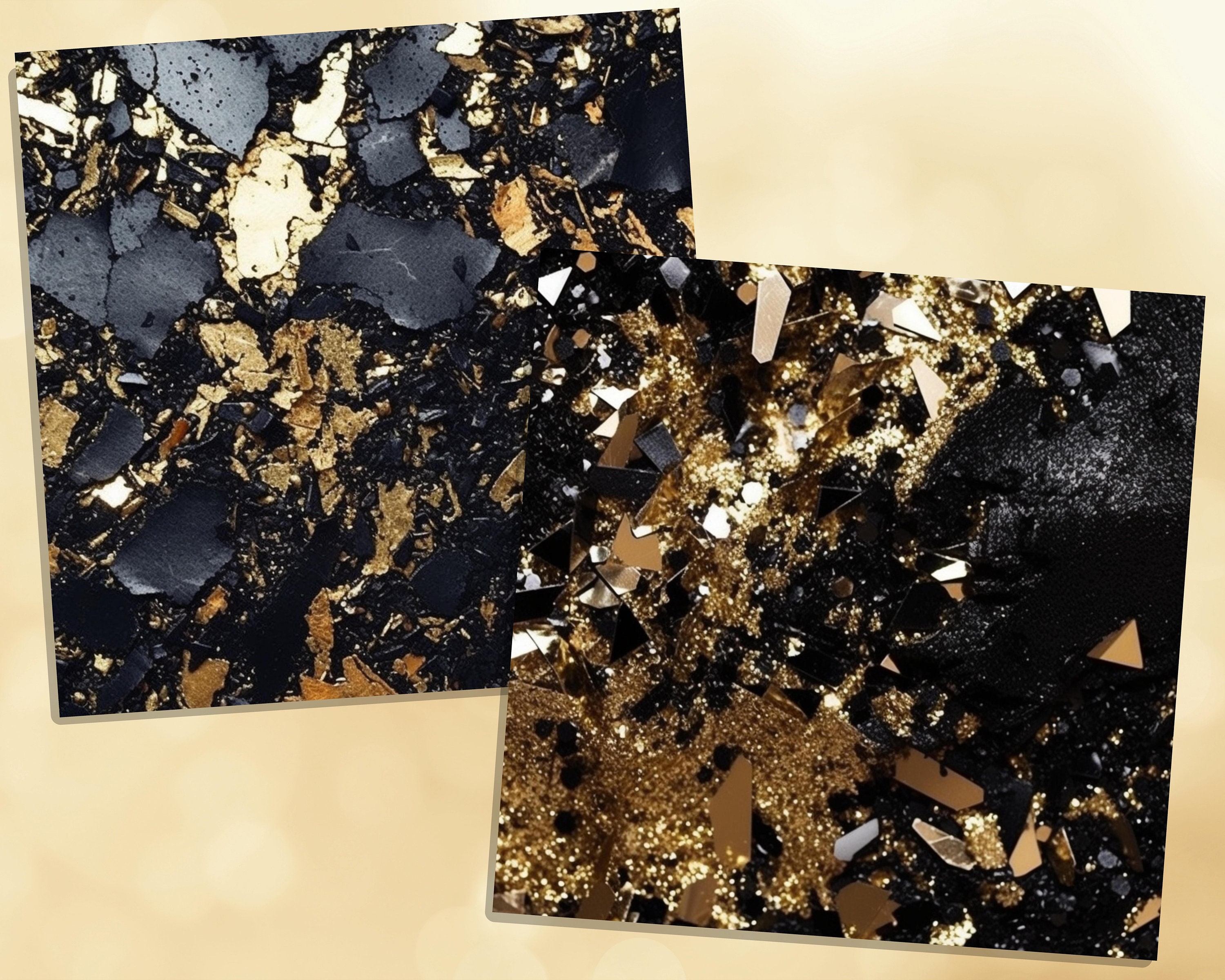 Printable Black Glitter Digital Papers Black &amp; Gold Sequin - Etsy