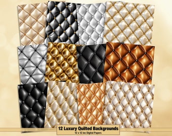 Printable Quilted Texture Digital Papers, Tufted Pages, Upholstery Background, Ephemera, Download Junk Journal, Scrapbooking, Card Making