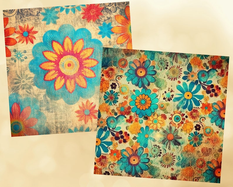 Printable Retro Digital Paper Vintage Pages Grunge Etsy