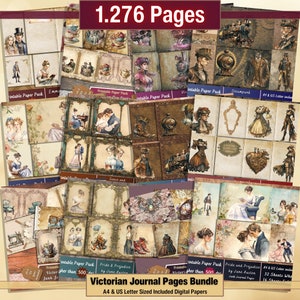 Printable Victorian Digital Papers Mega Bundle, Jane Austen Pages, Ephemera, Background, Download Junk Journal, Scrapbooking, Card Making