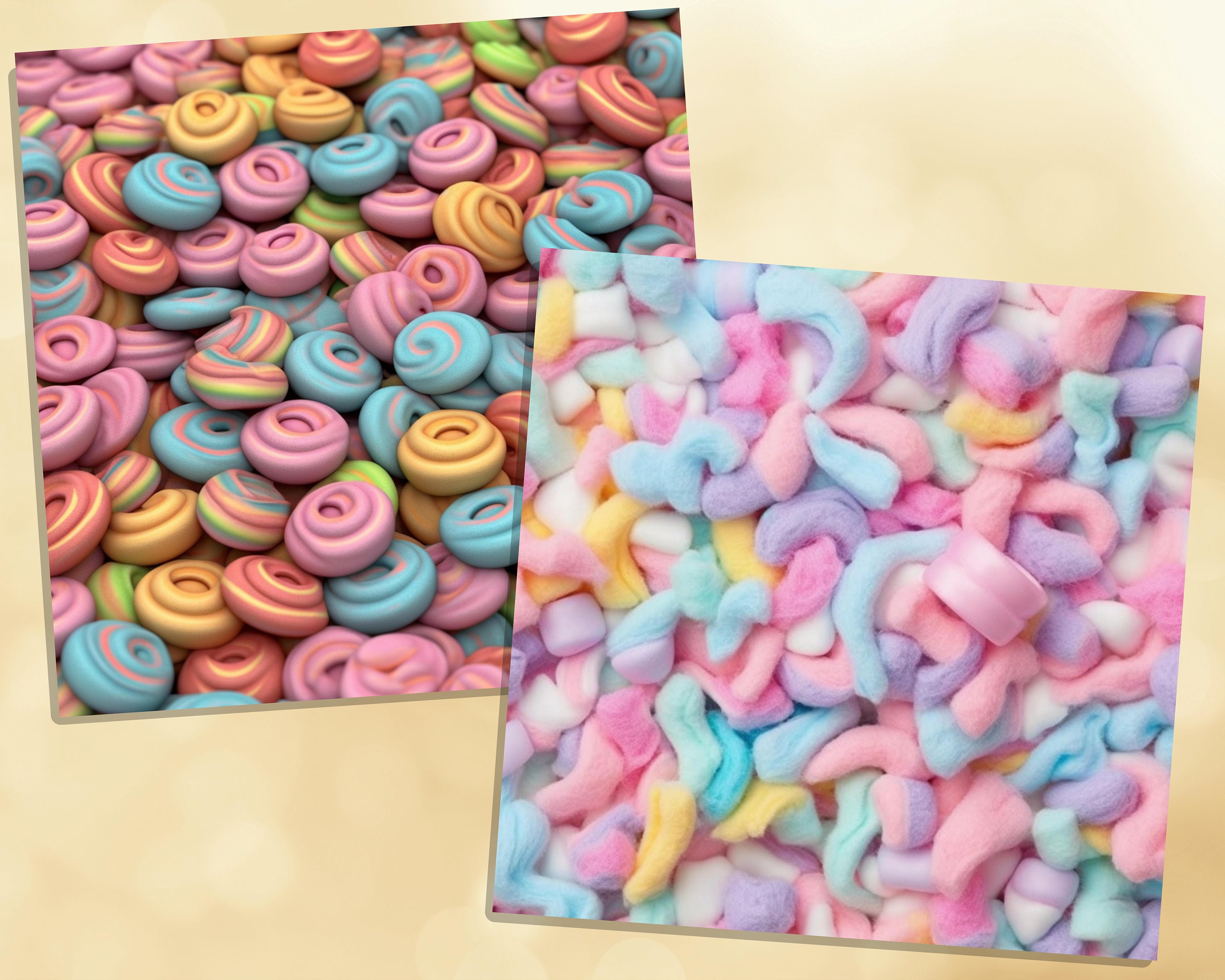 Printable Rainbow Cotton Candy Digital Papers, Cloud Textures Pages