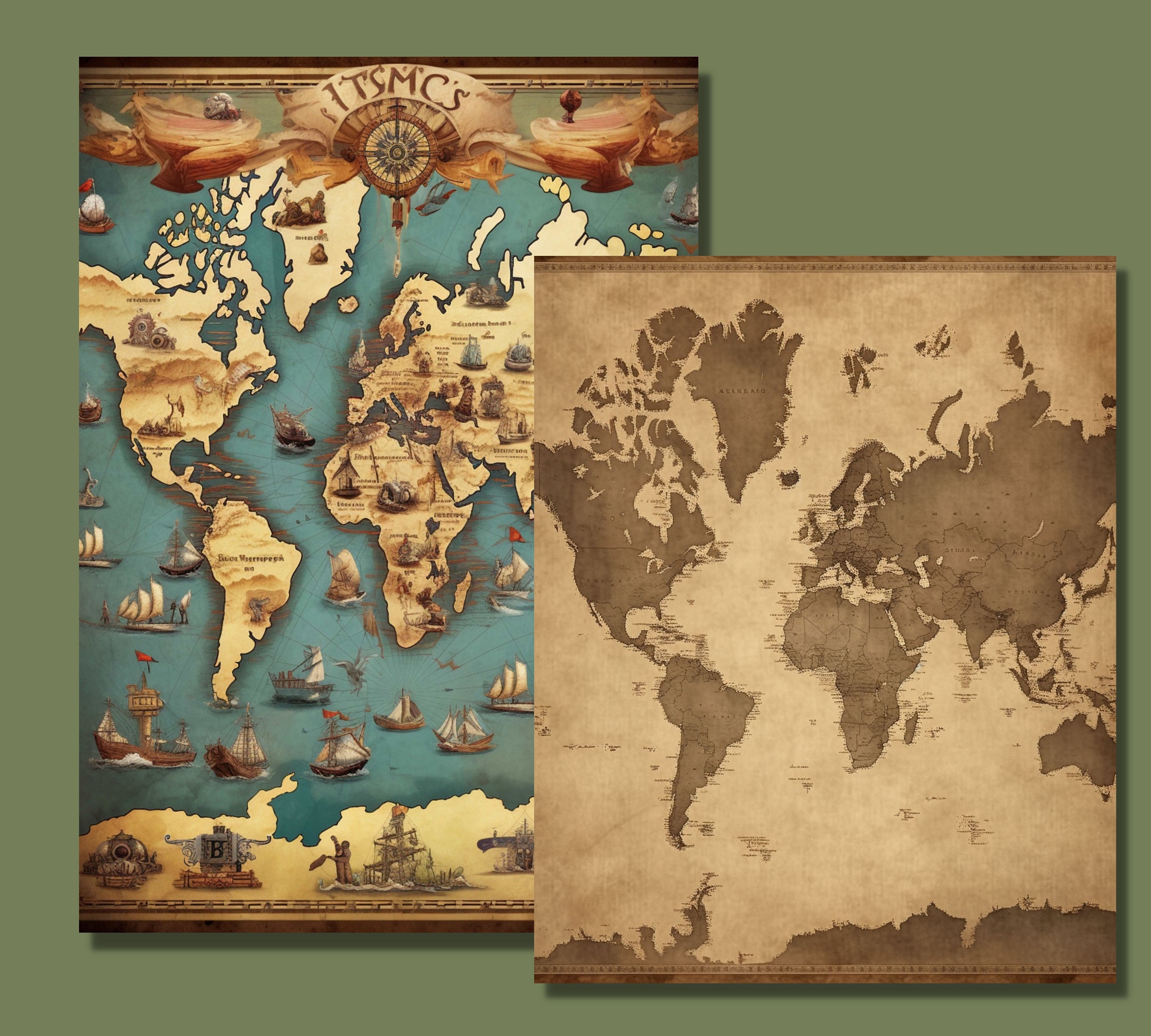 Printable Vintage Maps Digital Paper Antique World Map - Etsy New Zealand