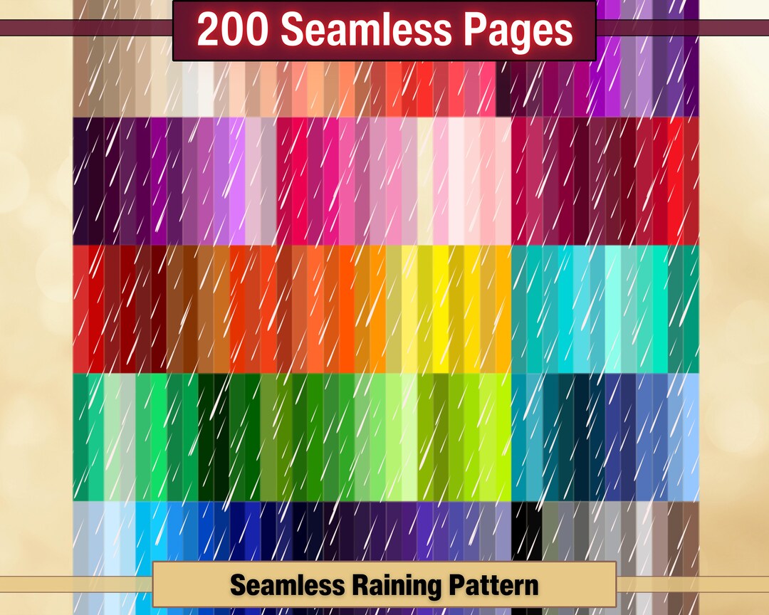 Raining Pattern Digital Paper: 200 Seamless Raindrop Pages (digital ...