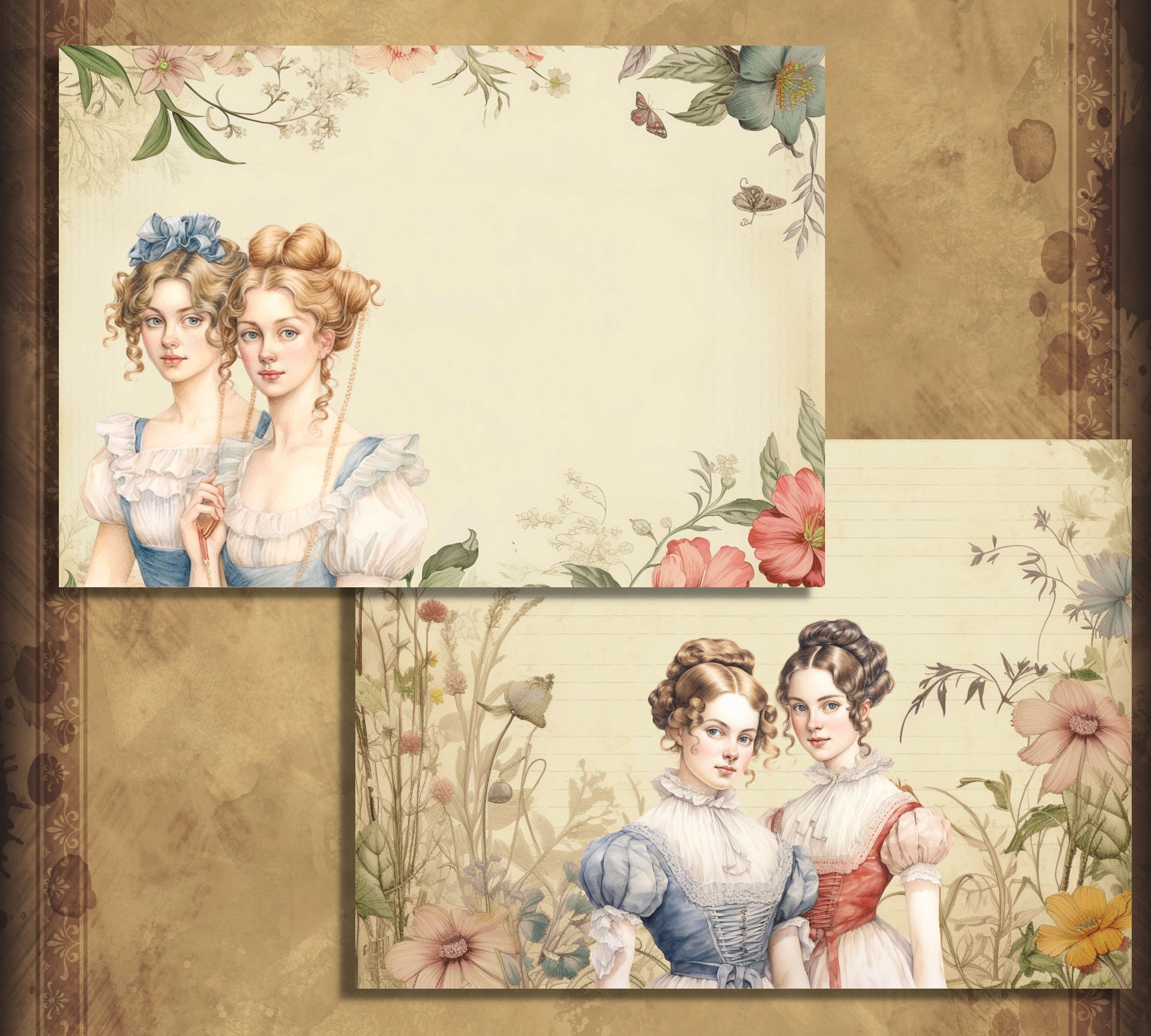 Printable Sense and Sensibility Digital Paper, Victorian Ephemera, Jane ...
