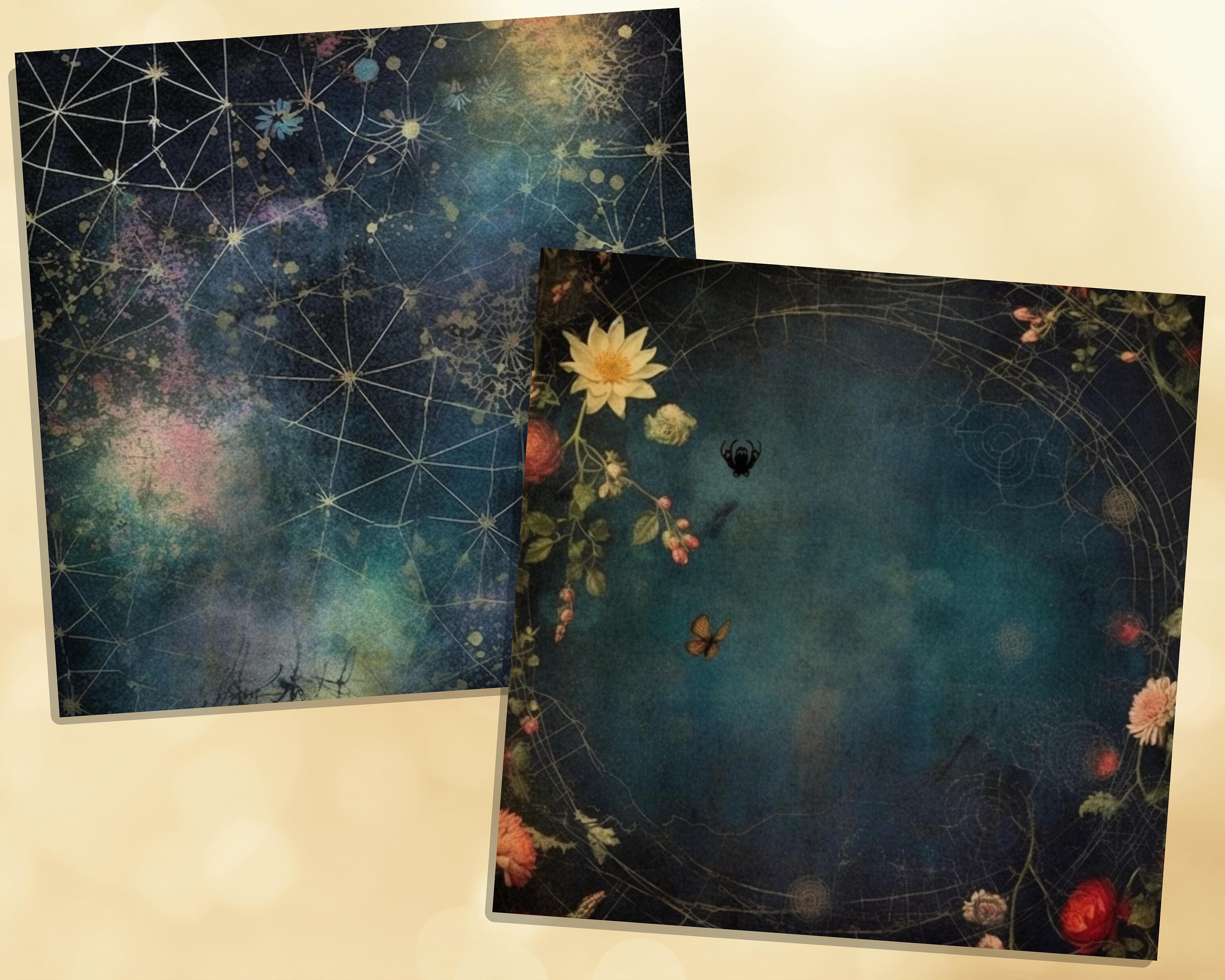 Printable Starry Spider Webs Digital Papers, Spider Pages, Celestial ...