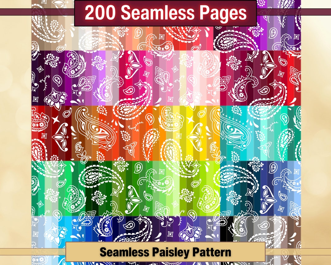 Printable 200 Seamless Paisley Pattern Digital Papers, Paisley Colour ...