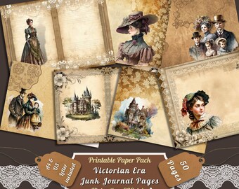 Printable Victorian Era Digital Paper, Victorian Gentlemen Ephemera, Victorian Lady Pages, Download Junk Journal, Scrapbooking, Card Making