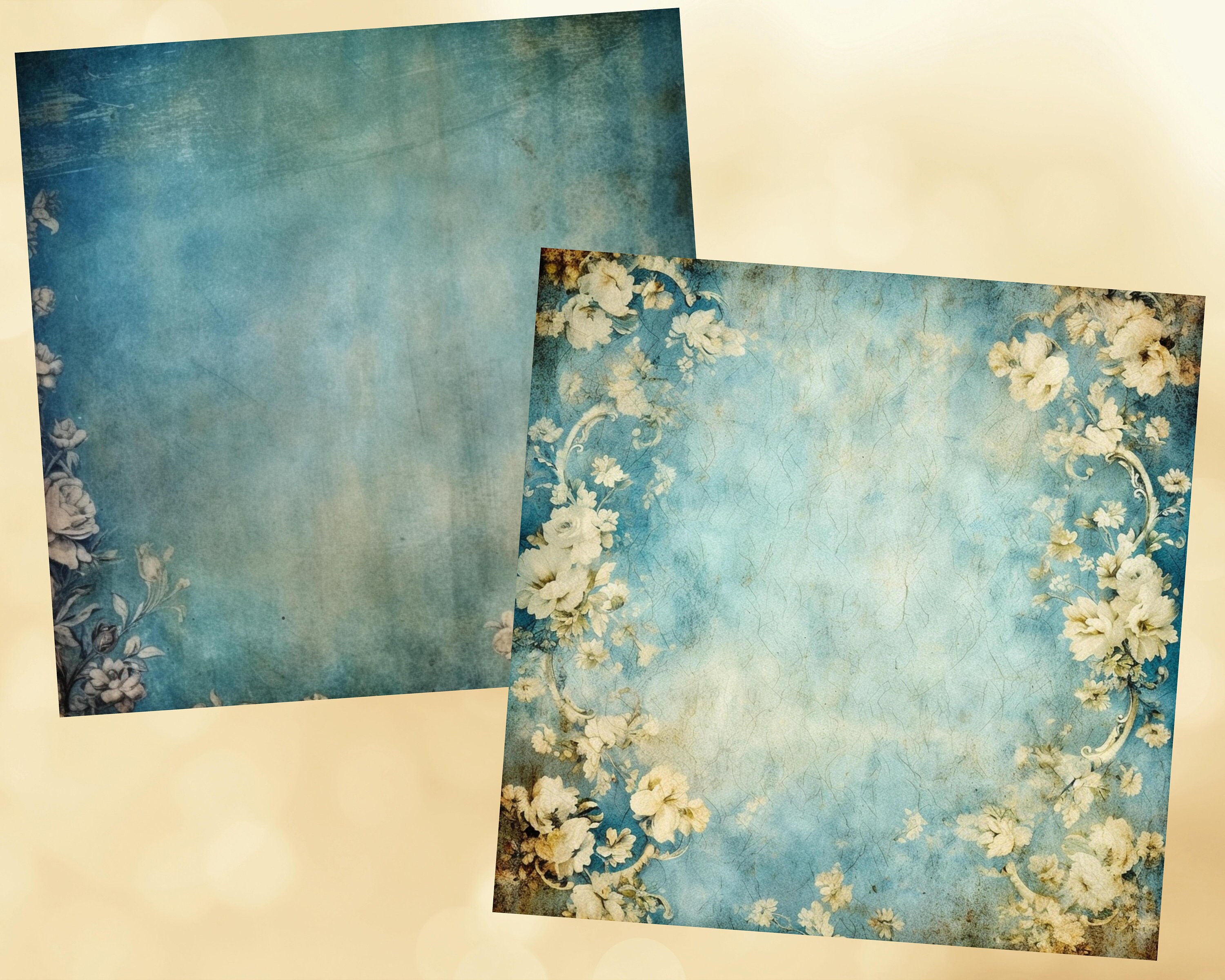 Printable Vintage Blue Digital Paper, Pretty Pages, Shabby Chic ...