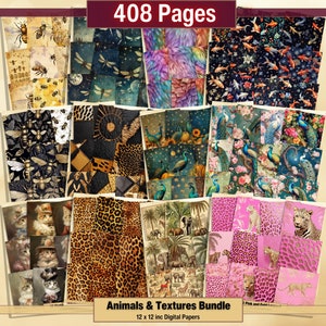 Printable Animals Digital Paper Mega Bundle, Animal Textures Bundles, Background, Ephemera, Download Junk Journal, Scrapbooking, Card Making