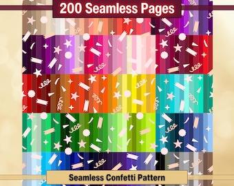 Printable 200 Seamless Confetti Pattern Digital Papers, Confetti Colour Pages, Collage Paper Pack, Download Junk Journal, Scrapbooking