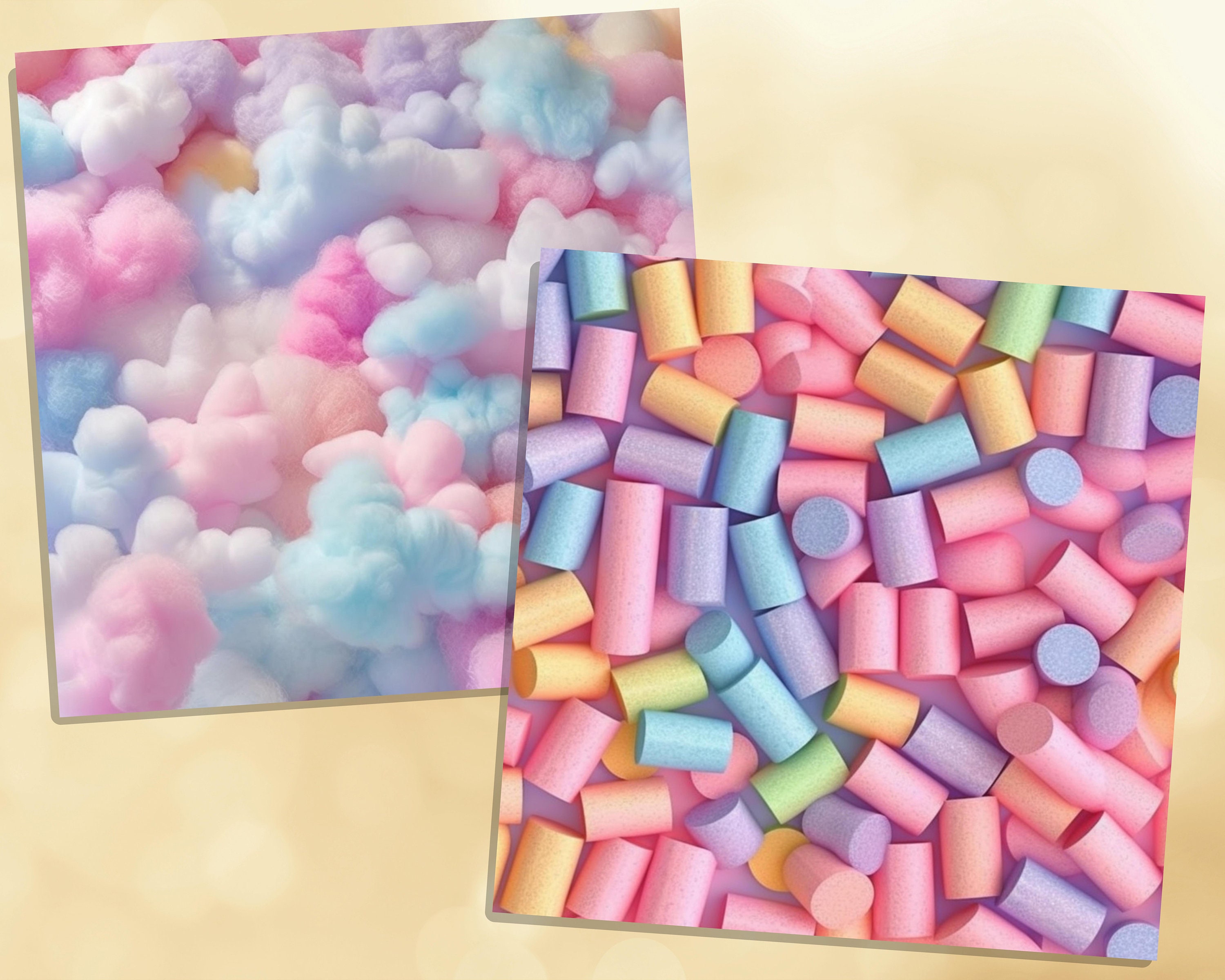 Printable Rainbow Cotton Candy Digital Papers, Cloud Textures Pages