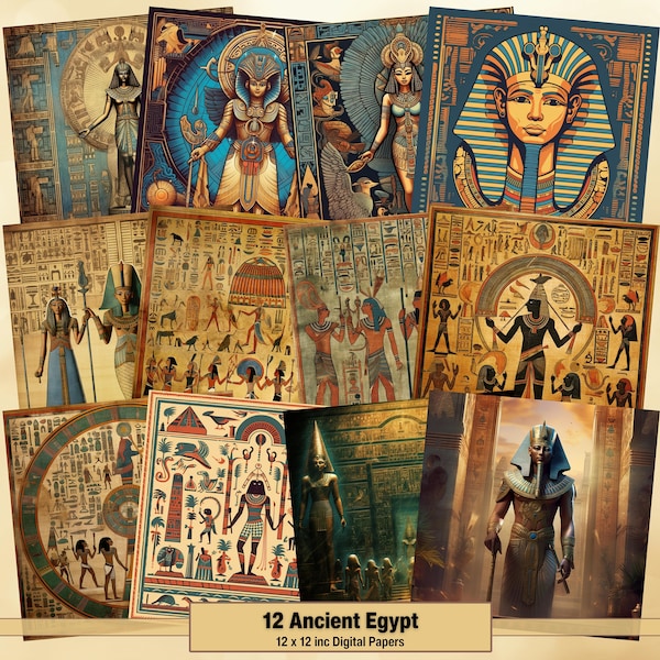 Printable Ancient Egypt Digital Paper, Egyptian Page, Mythology Background, Egypt Ephemera, Download Junk Journal, Scrapbooking, Card Making