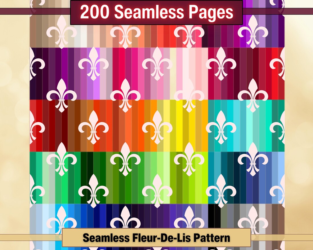 Printable 200 Seamless Fleur-de-lis Pattern Digital Papers, Fleur De ...